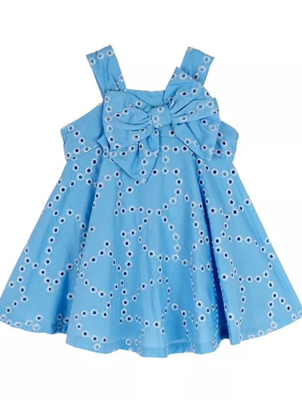 Rare Editions Blue Eyelet Bow Formal Dress
